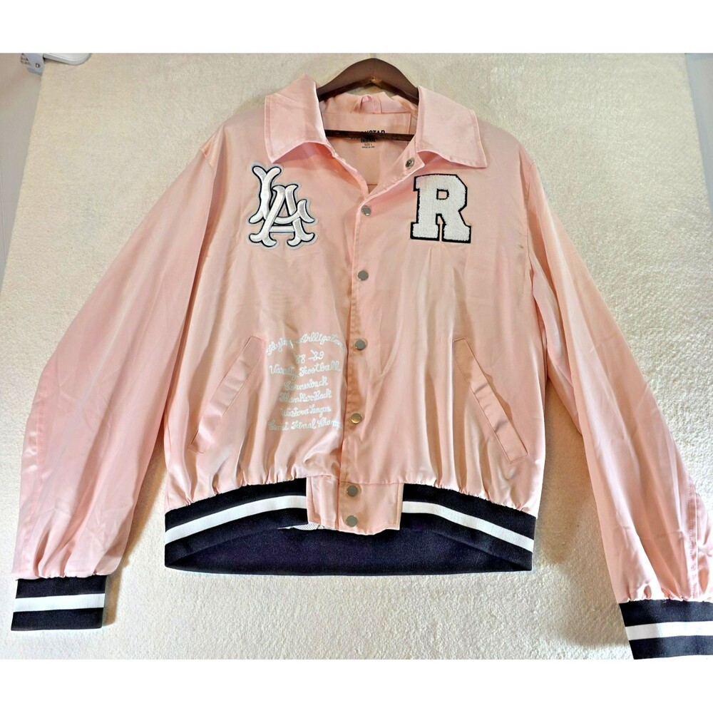 Rockstar Original Pink Satin LA Snap-Button Jacket Size L